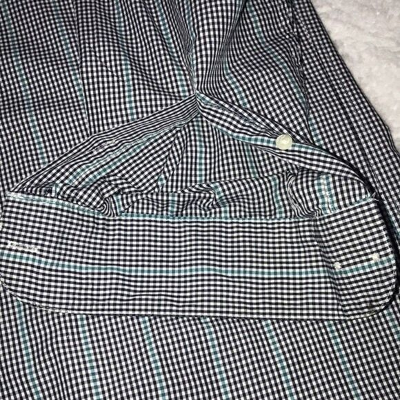 Arrow Slim Fit Men’s Long Sleeve Shirt Size 16-16.5 32/33 Black/White/Blue Check - Picture 8 of 13